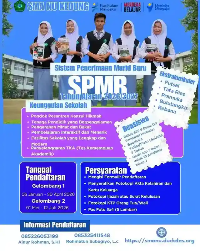 Banner Pendaftaran Murid Baru SMA NU Kedung Terbaru